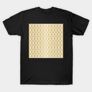 White & Gold Geometric Pattern T-Shirt